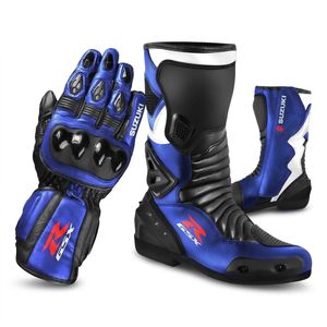 Chaussures et gants de course en cuir pour moto Suzuki GSXR 600, protection CE, bottes de course sur circuit, équipement de motard professionnel, durable - Product Image 1