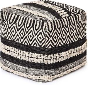 Pouf ottoman tissé de haute qualité, fait main, design bohème en tissu, poufs carrés pour le salon, décoratifs - Product Image 6