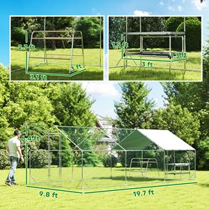 Grande Pollaio in Metallo con Copertura Impermeabile, Barra per il Riposo e Nido, 9.8 X 19.7 X 6.4 Pollici, Gabbia per Animali - Product Image 3