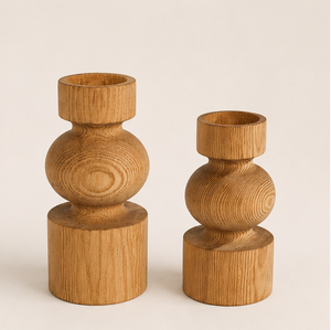 Modern Hand-Turned Pine Wood Taper Candle Holder Set Minimalist Scandinavian Style Tabletop Decor For Home Decoration Tableware - Product Image 5