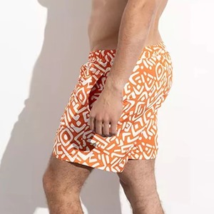 <b>Mens</b> Orange Geometric Swim <b>Trunks</b> Quick Dry Beach Shorts Summer Board Shorts OEM Wholesale Swimwear Trendy <b>Mens</b> Geometric shorts - Product Image 4