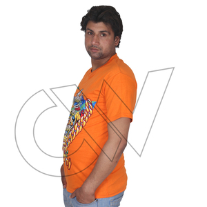 T-shirt pour homme à manches courtes, col rond, coupe classique, en jersey de coton, imprimé « Fresh My Trashy », design personnalisé, couleur orange - Product Image 4