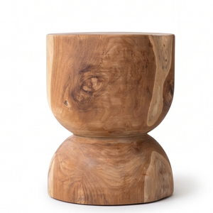 Tabouret et pouf ronds modernes en teck – Siège d'appoint intérieur multifonctionnel, durable et écologique pour salon - Product Image 2