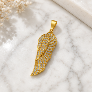 Vintage Fashion Hip Hop 10K Solid Gold Custom Iced <b>Angel</b> Classic Bling Feather Wings Moissanite Diamond Necklace Pendants <b>Charms</b> - Product Image 5