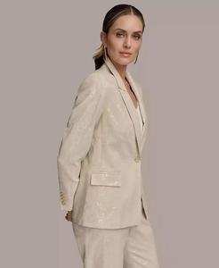 Giacca da donna in misto lino con paillettes impreziosito - Product Image 3