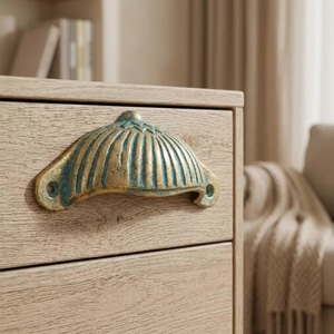 <b>Rustic</b> Cast Iron Oval Shape Drawer Handle Turquoise Patina for Bedroom Dining Home Office Cabinets-Industrial Design Durable - Product Image 2