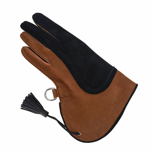 Gants de fauconnerie en cuir respirant marron et noir en daim, longueur poignet, style rétro décontracté pour l'extérieur, utilisation hivernale - Product Image 1