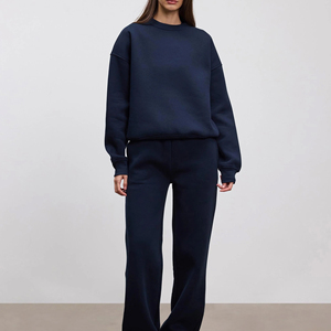 Sudadera Oversize de Cuello Redondo para Mujer, Color Sólido, Tejido de Algodón, Manga Larga, para Otoño, Transpirable, con Bolsillos, Corte Regular - Product Image 3