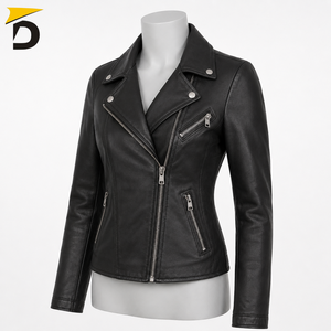 Chaqueta de Cuero PU Acolchada Reversible para Mujer, Impermeable, Resistente al Viento, Transpirable, Ecológica, Ajustada, de Cuero Vacuno - Product Image 4
