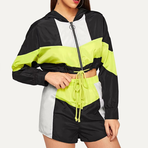 Conjunto Corto de Chaqueta Cortavientos de Nailon de la Mejor Calidad con Logotipo Personalizado, Conjunto de Dos Piezas para Mujer, HECHO POR HS 2027 - Product Image 2