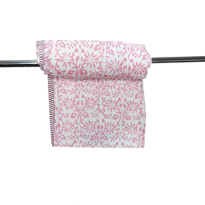 Classic Traditional Pink Floral Printed Fluffy <b>Quilt</b> Handmade 100% Cotton Reversible All-Season Hotel Home Decor - Product Image 1