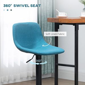 Set di 4 Sgabelli da Bar Regolabili Blu Girevoli per Cucina e Casa con Schienale Imbottito - Product Image 6