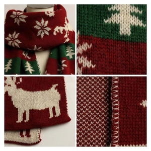 Christmas Reindeer Snowflake Knit <b>Scarf</b> <b>Red</b> Green Unisex Winter Warm Long Casual <b>Scarf</b> - Product Image 4