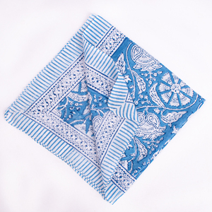 Blue Cotton Bandana Square Scarf With Paisley Pattern Casual 53x53cm Multifunctional Headwear For Spring And Summer - Product Image 5