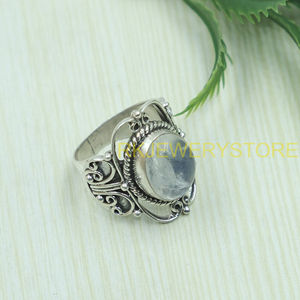 Natural Moonstone Handmade Sterling Silver <b>Ring</b> Vintage Filigree Design Oval Cabochon Gemstone <b>Statement</b> Jewelry Gift for Men - Product Image 4