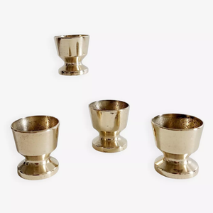 Porte-œufs en laiton classique au design antique, 3 pièces, finition plaquée or brillant, parfait pour une cuisine élégante - Product Image 2