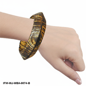 Brazalete de Madera Antiguo Hecho a Mano, Estilo Rústico Vintage, Pintado a Mano con Acabado de Pátina Dorada Envejecida - Product Image 6