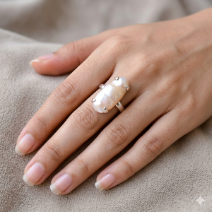 Biwa Pearl <b>Ring</b>: Handmade 925 Sterling <b>Silver</b> Bohemian <b>Ring</b> - Product Image 1