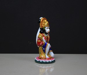 Nirmala Handicrafts Metal painted Sitting Hanuman <b>Statue</b> Handmade Hanuman <b>Statue</b> Blessing Hanuman Bajrangbali Idol - Product Image 3