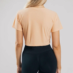 Women's Solid Color Crop <b>Top</b> Short Sleeve Crew Neck Casual Blouse Regular Fit All Seasons Breathable Polyester Shirt - Product Image 4