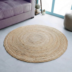 Hausattire Tapis rond en rotin couleur naturelle pliable, emballage compact, écologique, résistant aux taches, capacité jusqu'à 1L, usage quotidien - Product Image 1