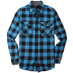 <b>Mens</b> Classic Plaid <b>Flannel</b> <b>Shirt</b> Long Sleeve Turn-Down Collar Single Button Embroidered 100% Cotton Casual for Spring 6XL - Product Image 5
