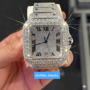 Iced Out Square <b>Watch</b> with Roman Numbers, Hand <b>Set</b> Moissanite <b>Watch</b>, Wholesale Luxury Bust Down Jewelry. - Product Image 1