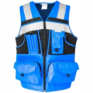 10 Pockets Summer Safety Vest for Men Women High Visibility with 3M Reflective <b>Strips</b> Oxford <b>Fabric</b> Guard Use Jacket Style - Product Image 5