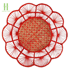 Vintage Flower <b>Paper</b> Rope Placemat Round Handmade Floral Table Mat Boho Rustic Farmhouse <b>Kitchen</b> Decor Heat Insulation - Product Image 1