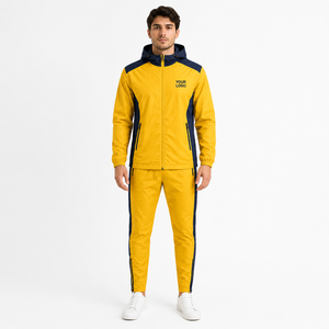 Chándal Unisex Amarillo con Capucha, Cremallera, Manga Larga, Deportivo, para Correr, con Bolsillos Laterales, Logotipo Personalizado, Impermeable, 100% Poliéster - Product Image 2