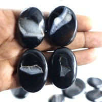 2024 qualité supérieure 100% naturel noir Agate Druzy pierres précieuses en vrac à la main en forme de poire Cabochon guérison cristal noir Druzy