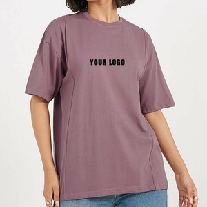 เสื้อยืดคอกลมผู้หญิงสีพื้นขนาดใหญ่พิเศษ ผ้าฝ้าย 100% ทรงหลวม แขนปกติ ระบายอากาศได้ดี ผ้าเจอร์ซีย์ ใส่ได้ทุกฤดู รับผลิตแบบ OEM - Product Image 1