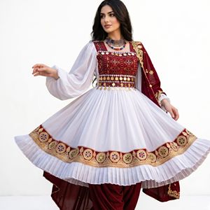 Vestido Mini Étnico Informal para Mujer, Estilo Afgano Kuchi, Bordado, Manga Larga, Vestido Bohemio para Fiesta - Product Image 1