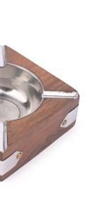 Cenicero Cuadrado de Madera y Metal al por Mayor, Cenicero de Lujo para Cigarros de Madera Sheesham con Inserto de Acero Inoxidable y Detalles en Latón - Product Image 5