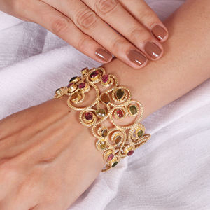 Pulsera de Turmalina Chapada en Oro de Plata de Ley 92.5 con Diseño Único para Mujer, para Compromiso, Boda o Fiesta - Product Image 3