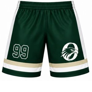 Shorts de hockey sur glace sublimés verts pour hommes, en polyester rayé, vêtements de sport athlétiques, uniforme d'entraînement et de match pour équipe, vêtements de performance - Product Image 1