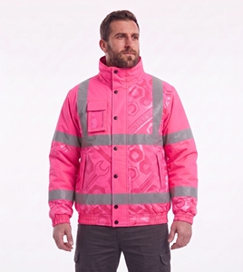 Custom Reflective Safety Jacket Men High Visibility Green <b>Camo</b> Waterproof Windproof Workwear Stand Collar Warm Winter <b>Coat</b> Top - Product Image 4