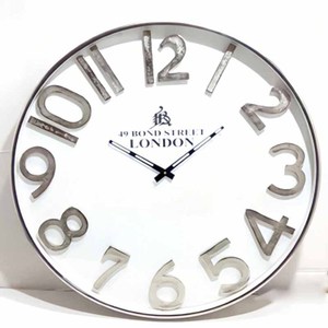 Large Modern Antique Round Mute Non Ticking Roman Numerical Wall <b>Clock</b> Stainless Steel Metal Round Shape - Product Image 1