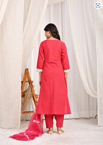 ชุดคุร์ตะทรงเอไลน์ปักลายลาลริตู พร้อมผ้าคลุมไหล่เลเฮริยา - Product Image 4