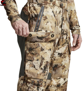 Men Outdoor Waterfowl Marsh <b>Camouflage</b> Hunting Pants Heavy Duty Elastic Suspenders Dual Zippered Upper Thigh Pockets Flap <b>Cargo</b> - Product Image 3