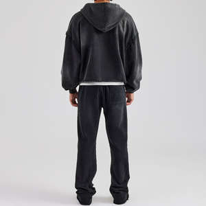 Survêtements personnalisés pour hommes, streetwear, 100% coton, effet délavé au soleil, ensemble sweat à capuche zippé et pantalon de survêtement pour hommes - Product Image 3