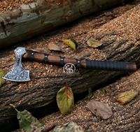 Hacha de acero Corban hecha a mano para acampar, Vikingo, Tomahawk, con mango de madera de fresno