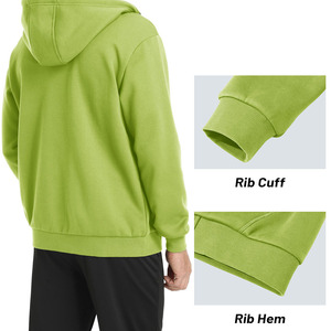 Sweat à capuche zippé en polaire ultra doux pour homme, logo personnalisé, respirant, manches longues, 100% coton, hip hop, hiver - Product Image 3