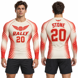 Camiseta de Compresión Personalizada con Número de Jugador, Top de Poliéster y Spandex, Ropa Deportiva de Marca Privada para Equipo, Fitness, Práctica, Entrenamiento, Gimnasio - Product Image 3