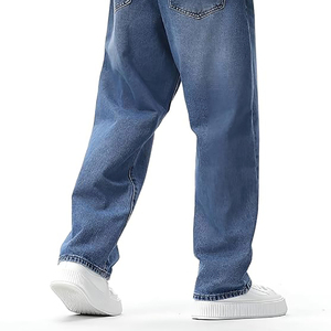 Straight Leg Men's Stonewashed <b>Denim</b> Jeans Midweight Cotton Casual Loose Fit Blue Spring Wear - Product Image 6