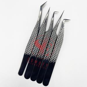 Pinzas para Pestañas de Acero Inoxidable de Estilo Profesional de Somofy Enterprises, Puntas de Fibra de Plasma Negras, Aplicador, Belleza Sostenible - Product Image 2