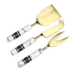 Juego de Cubiertos SHEERI HANDICRAFTS de 4 Piezas, Acero Inoxidable y Cerámica, Ecológicos, Estilo Occidental, Cuchillo para Carne, Tenedor, Cuchara para Servir, Acabado Espejo - Product Image 2