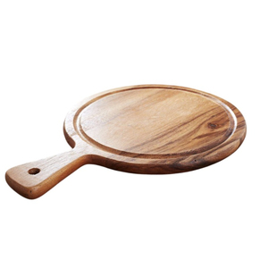 Planche à découper et à servir en bois écologique, vente directe d'usine, planche à pizza ronde moderne en bois massif avec poignée pour hôtel - Product Image 1