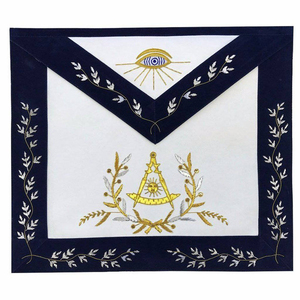 Tablier de maître de la franc-maçonnerie Blue Lodge - Broderie en or et argent, broderie fine et finition exceptionnelle. - Product Image 1
