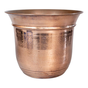 Maceta de metal antigua con acabado esmaltado en turquesa y adornos dorados para plantas de interior, estilo vintage. - Product Image 6